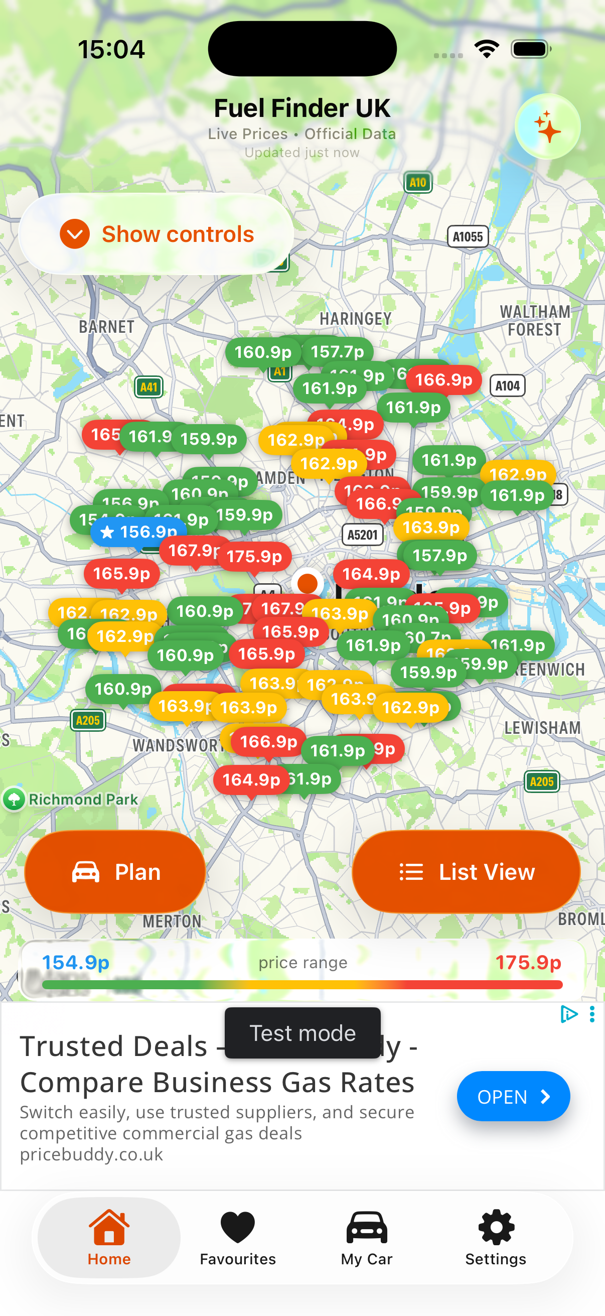 iPhone fuel price map view