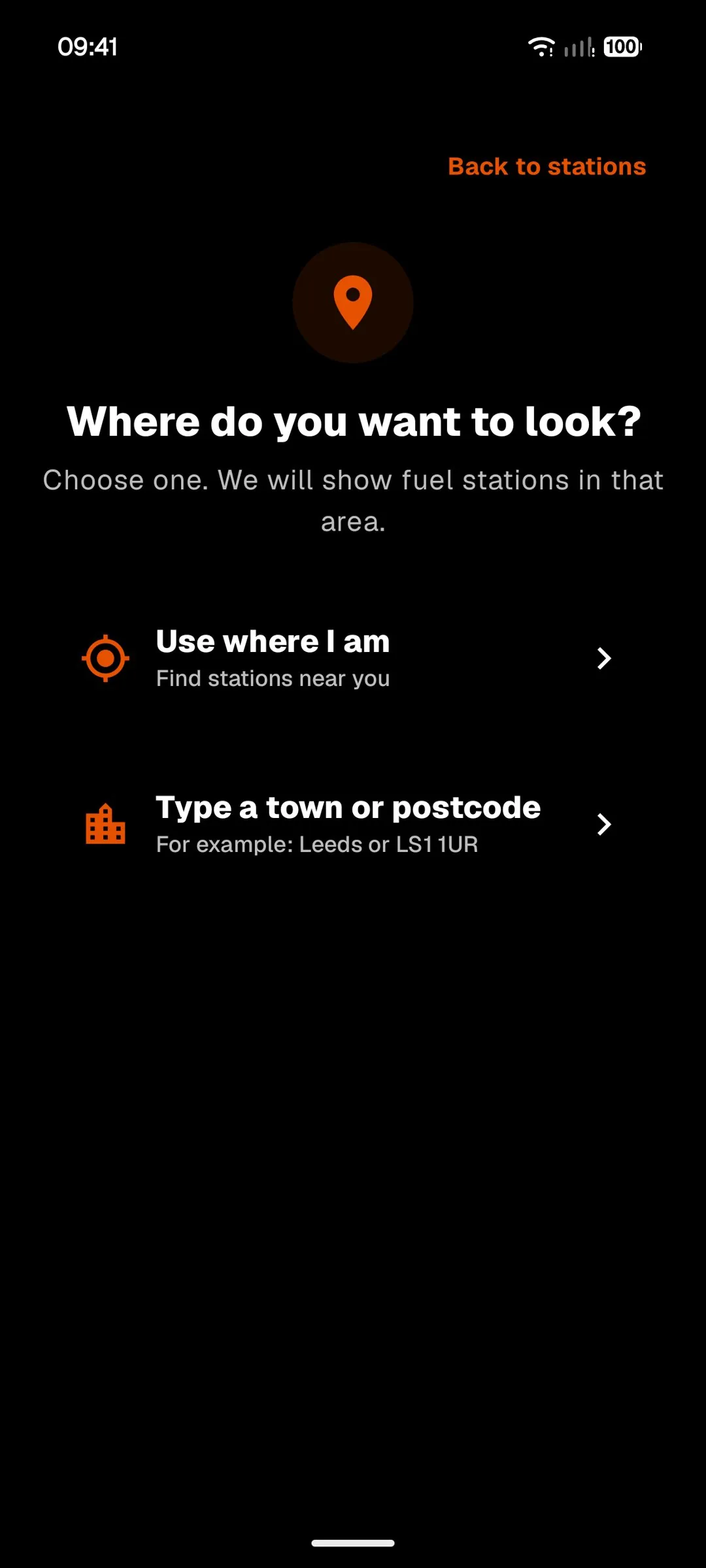 Android Simple mode area selection screen