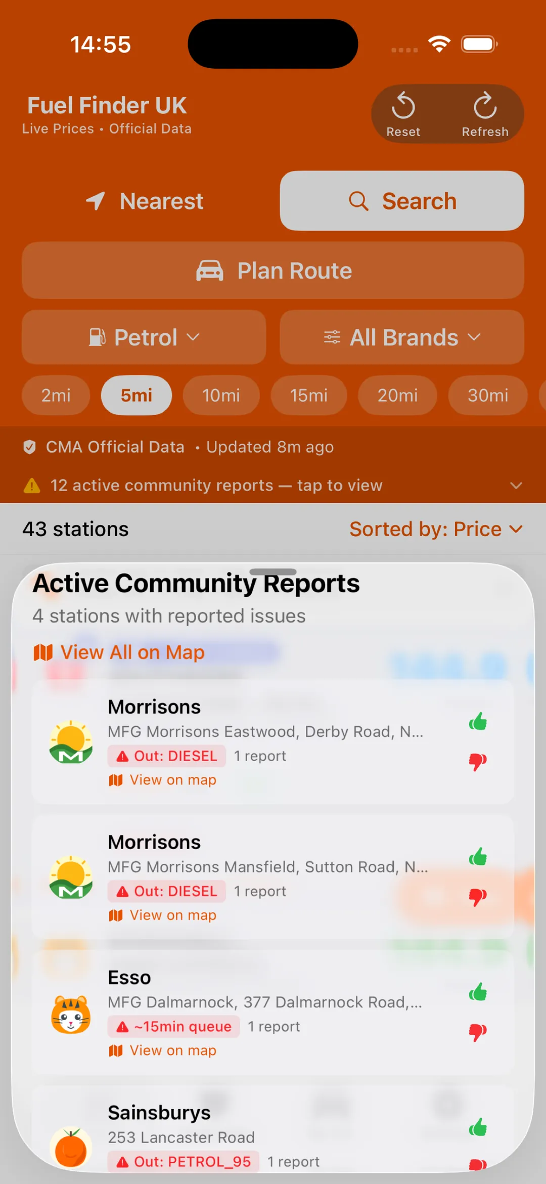 Fuel Finder UK iOS - community reports
